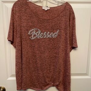 B womens Exclusive One casual stretch short sleeve embellished plus size top 3X